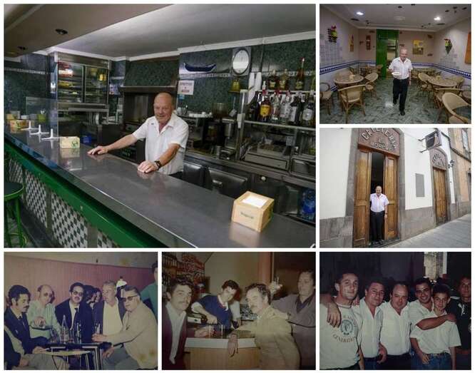 Imágenes antiguas y recientes de Paco en los negocios en los que ha trabajado/C7.